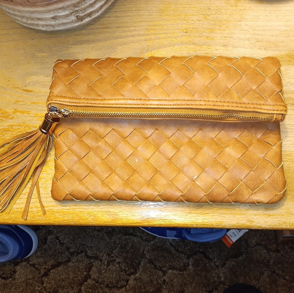 Urban expressions woven leather clutch purse / bag / wallet